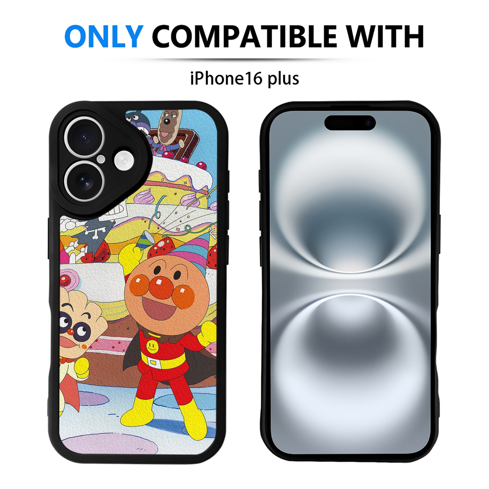 （画像用） アンパンマン Anpanman 【iPhone 16シリーズ対応】シリコンスマホケース（レザー調） 材質：シリコン